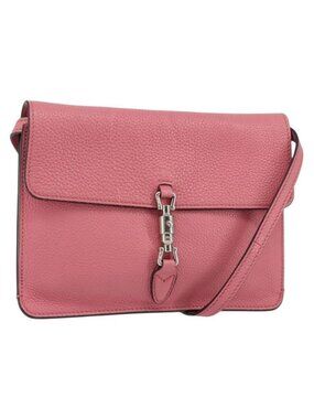 Authentic GUCCI New Jackie Shoulder Bag Leather Pink Silver